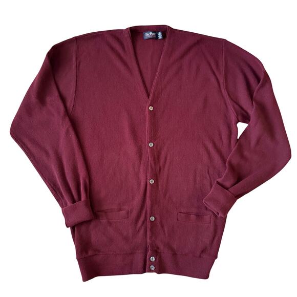 Vintage Par Four Sportswear Cardigan Sweater Men Sz XL Tall Maroon Grandpa Golf - Picture 1 of 11
